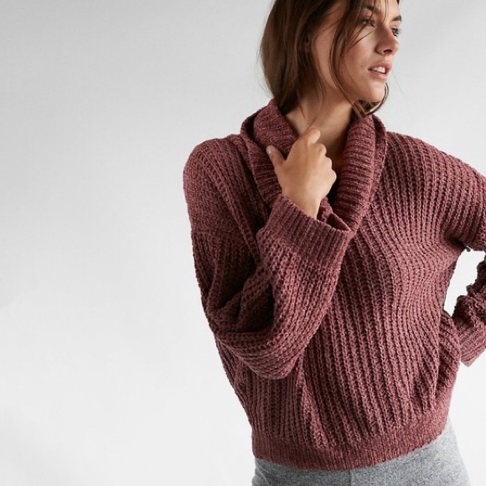 Mauve Express chenille cowlneck